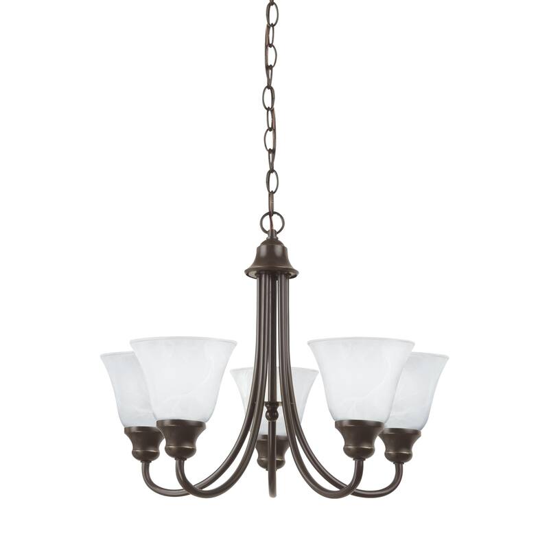 Sea Gull Windgate 5-light Alabaster Glass Chandelier - Heirloom Bronze