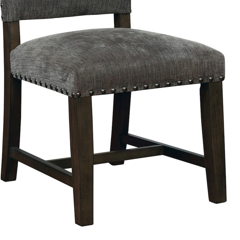 Espresso Brown/Gray Faux Leather Upholstered Wood Frame Dining Chair, Set of 2, Sturdy Dining Chair for Dining Rooms - 25.5