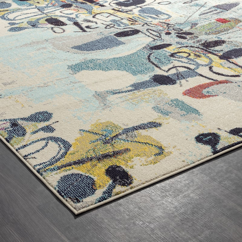 Katie Merz COLORWRKS Blues/Yellow/Multi Area Rug