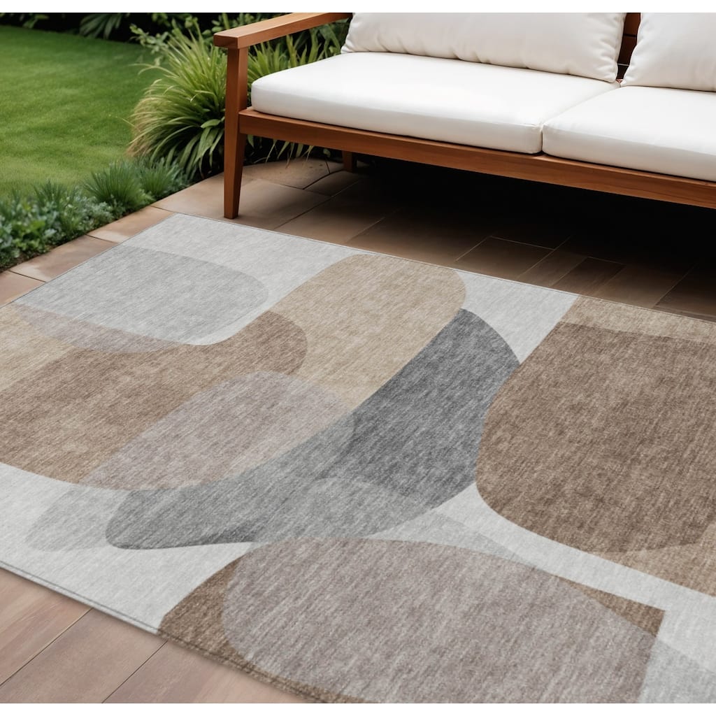 HomeRoots Abstract Transitional Rectangle Outdoor Rug