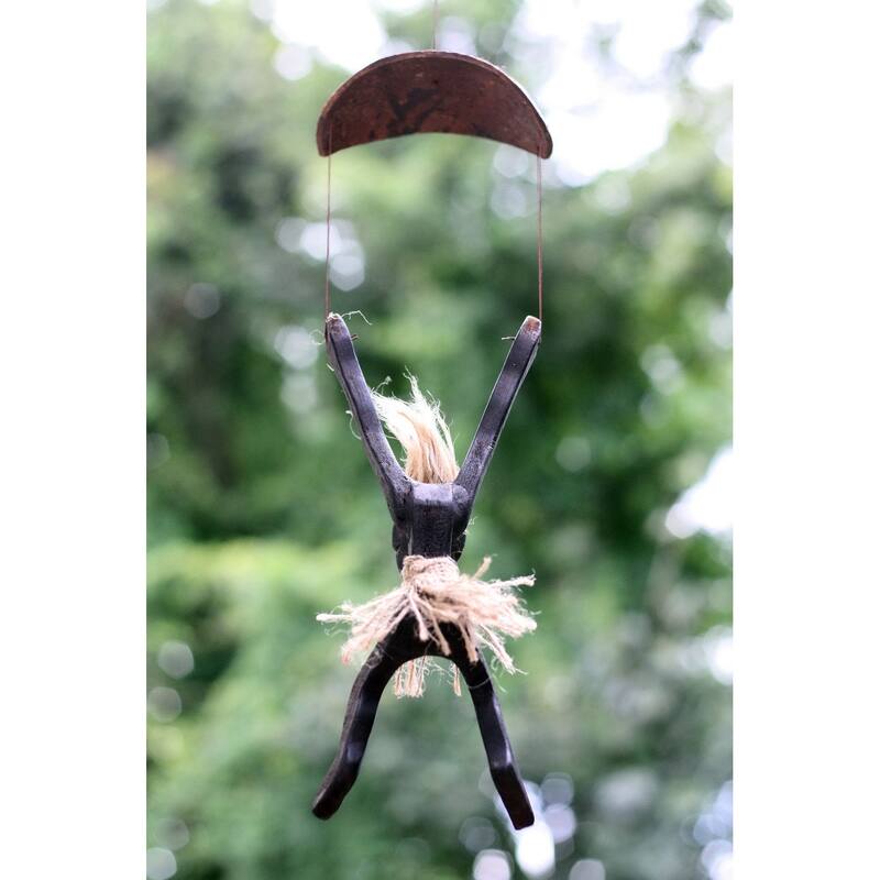 Primitive Tribal Tiki Statue Skydive Parachute Bar Unique Gift - 10" tall x 4" wide x 2.75" deep