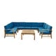 preview thumbnail 24 of 22, Perla 9-seater Acacia Wood Sectional Sofa Set by Christopher Knight Home Teak + Blue Cushion