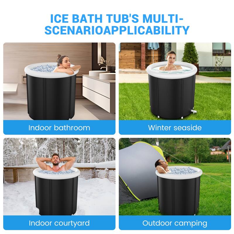 105 Gal Large Cold Plunge Tub with Cover, Multiple Layered Inflatable Ice Bath Tub for Athletes - 105 gal.