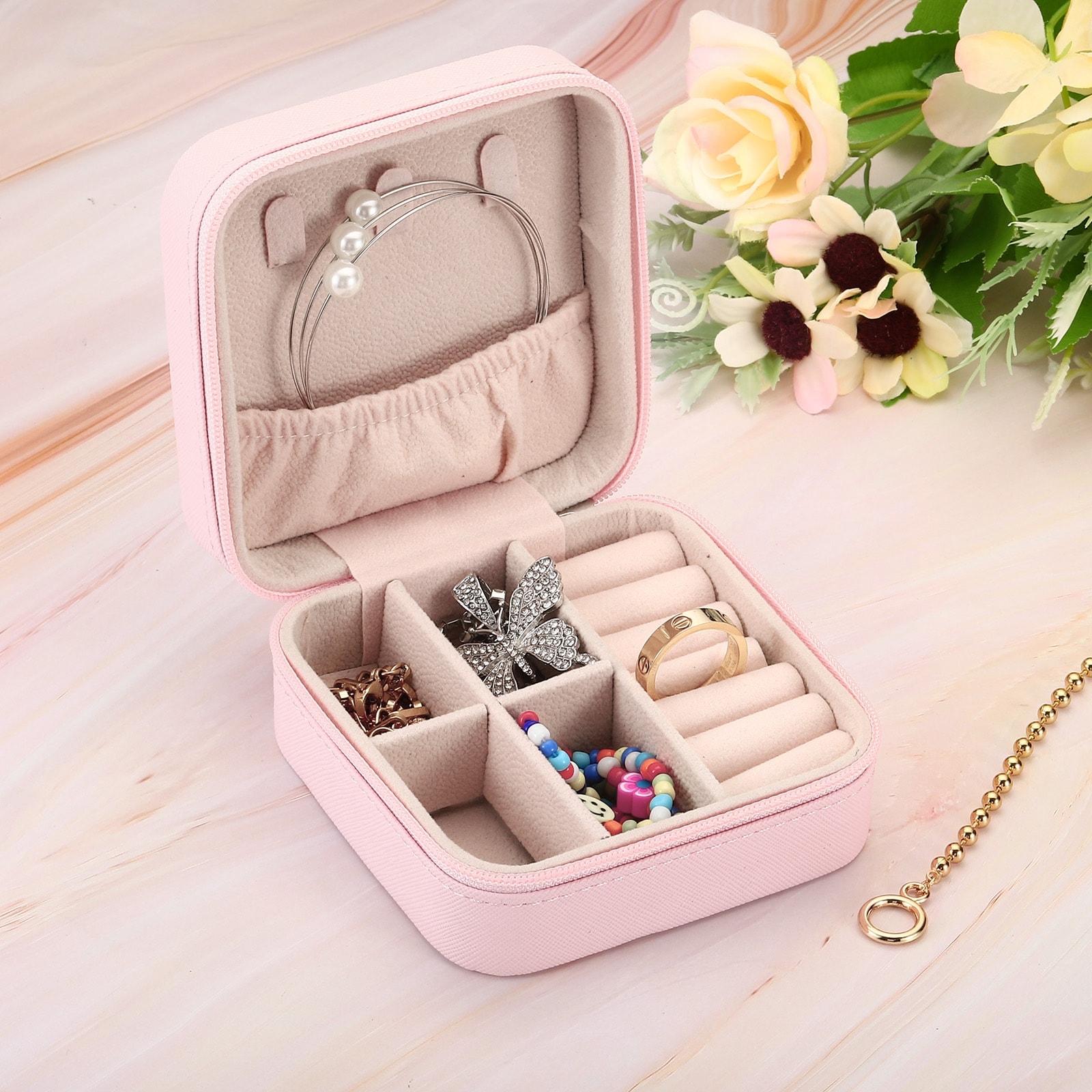 Travel Jewelry Case Small Jewelry Organizer Jewelry Box Double Layer - On  Sale - Bed Bath & Beyond - 38150892