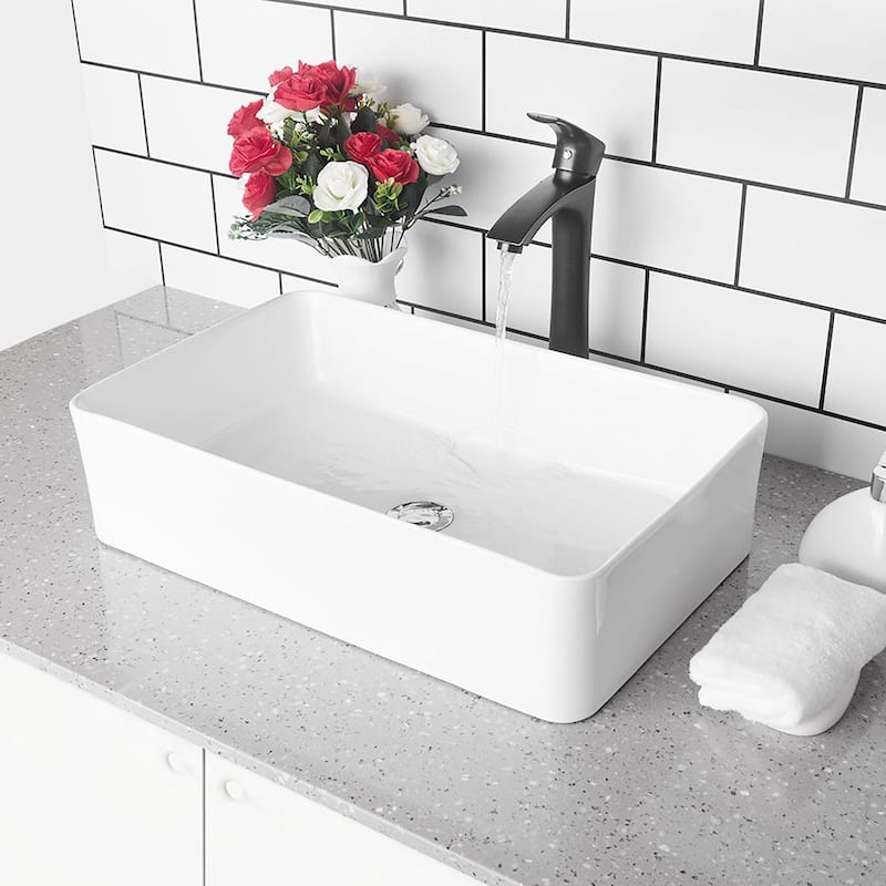 Vitreous China Rectangular Bathroom Vessel Sink