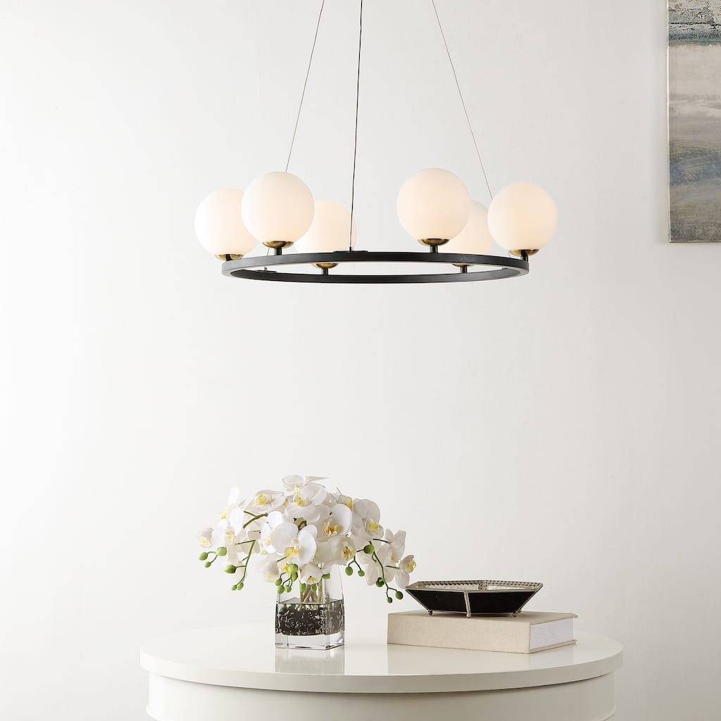 SAFAVIEH Lighting Pomona Chandelier - Matte Black - 25"W x 25"D x 85"H