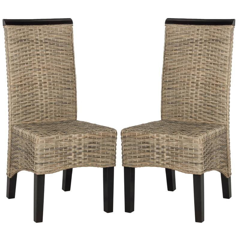 SAFAVIEH Gunvor Grey Wicker Dining Chair (Set of 2) - 17.3" x 24" x 39.3" - 17Wx24Dx39H