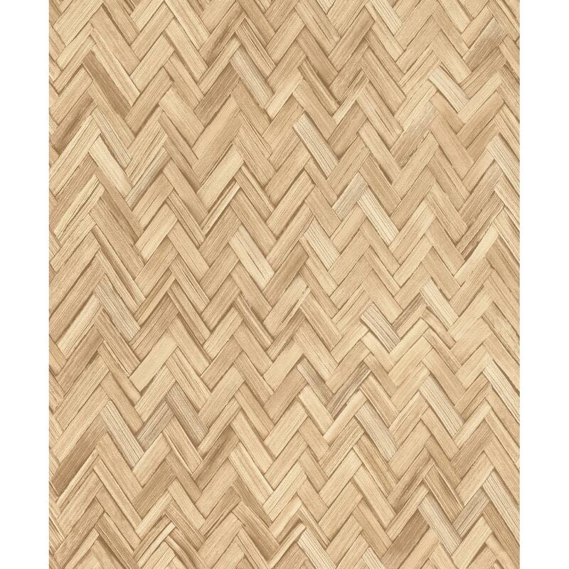 A-Street Prints Ellery Wheat Herringbone Wallpaper