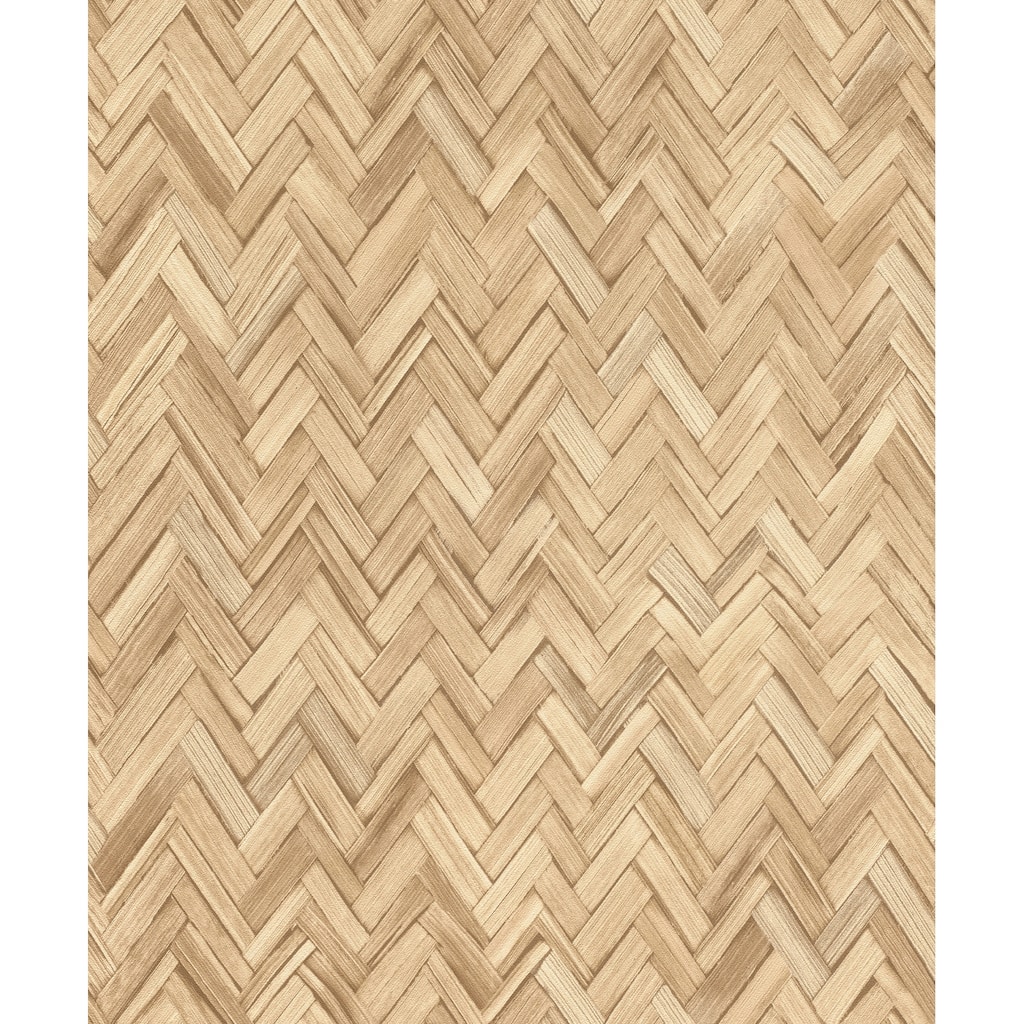 A-Street Prints Ellery Wheat Herringbone Wallpaper