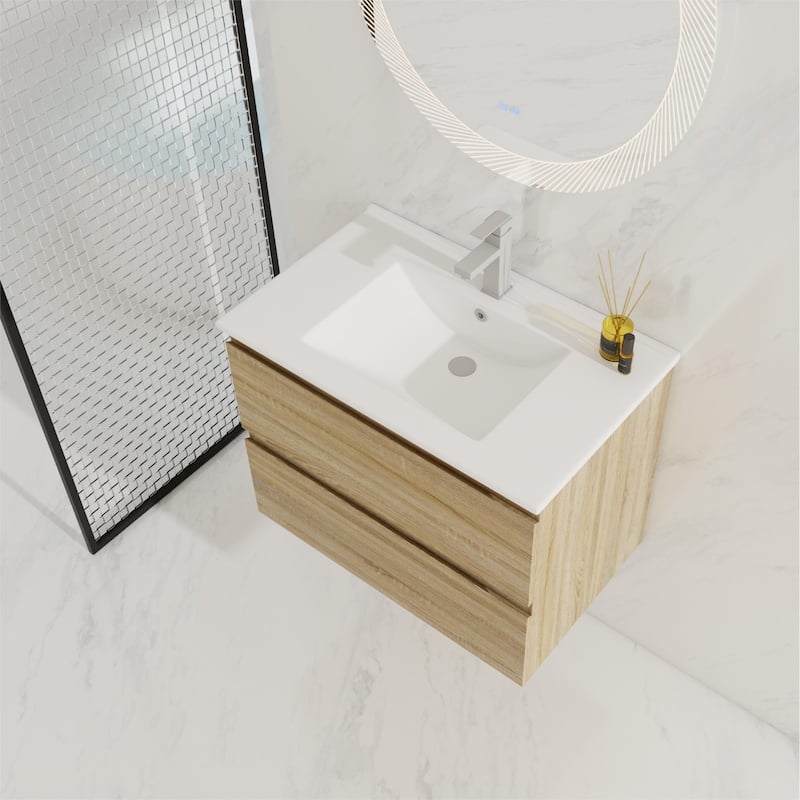 BNK 24"/30"/36'' Single Sink Bathroom Vanity with Two Soft Close Drawers