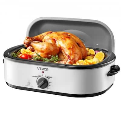 Black-Silver 18QT Electric Roaster Oven 1450W with Self-Basting Lid - 23.31 x 15.67 x 11.22 in.