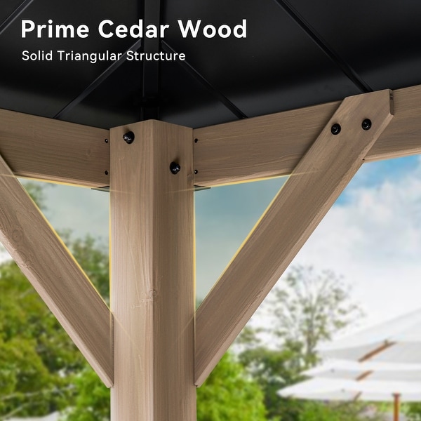 Aoxun Double Roof Outdoor Wood Gazebo - On Sale - Bed Bath