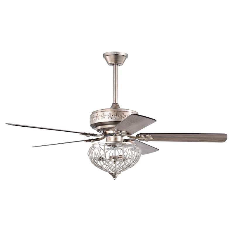 Kannon 52 Inch Ceiling Fan Antique Silver Finish Shabby Chic Style with Remote