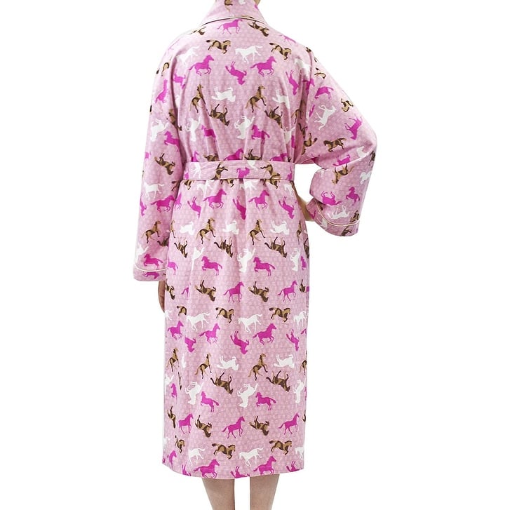Leisureland Women' Flannel Horse Print Robe