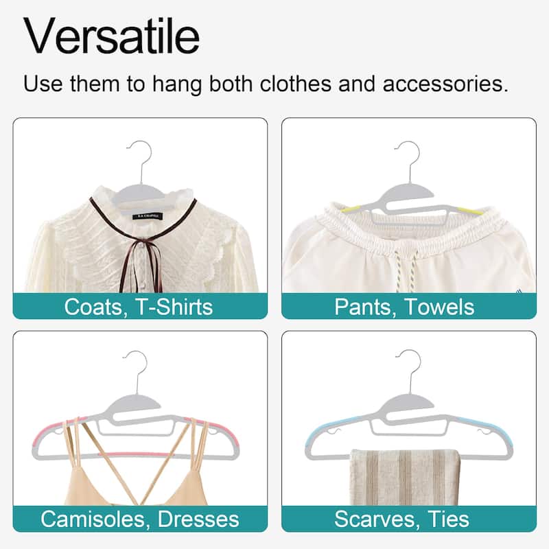 Javlergo 25/50 Pack Heavy Duty Plastic Hangers, 360º Swivel Hook Coat Hangers, Non-Slip, Space-Saving
