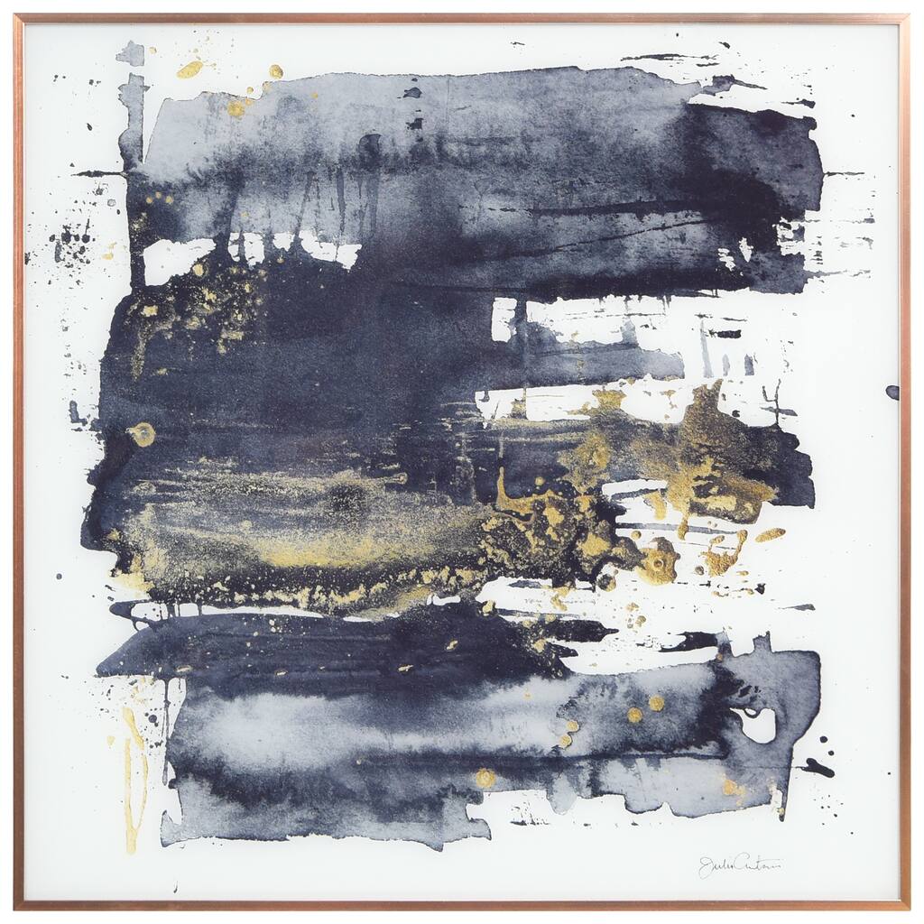 "Gray Golden Hues 2" Glass Art Metal Rose Gold Frame Wall Art