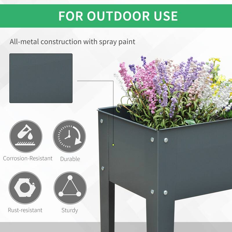 Outsunny Long Raised Garden Bed Outdoor Planter Box