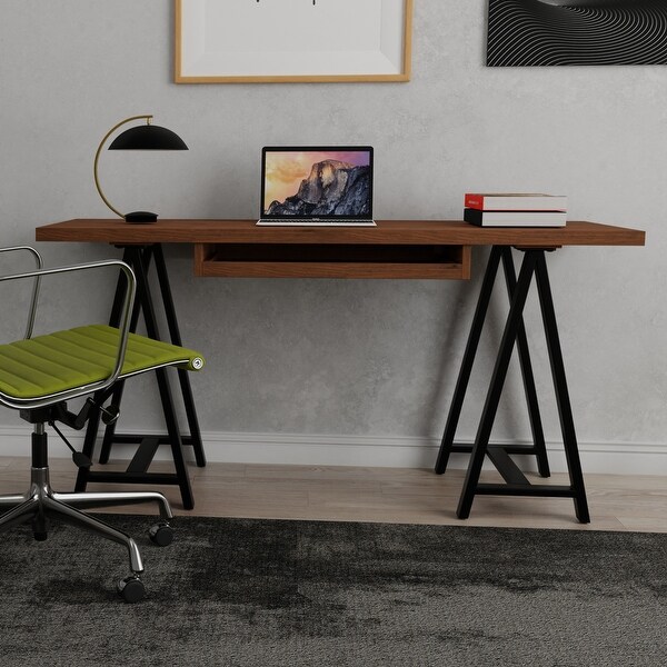 Wyndenhall hawkins solid wood modern industrial 60 inch wide writing office desk discount