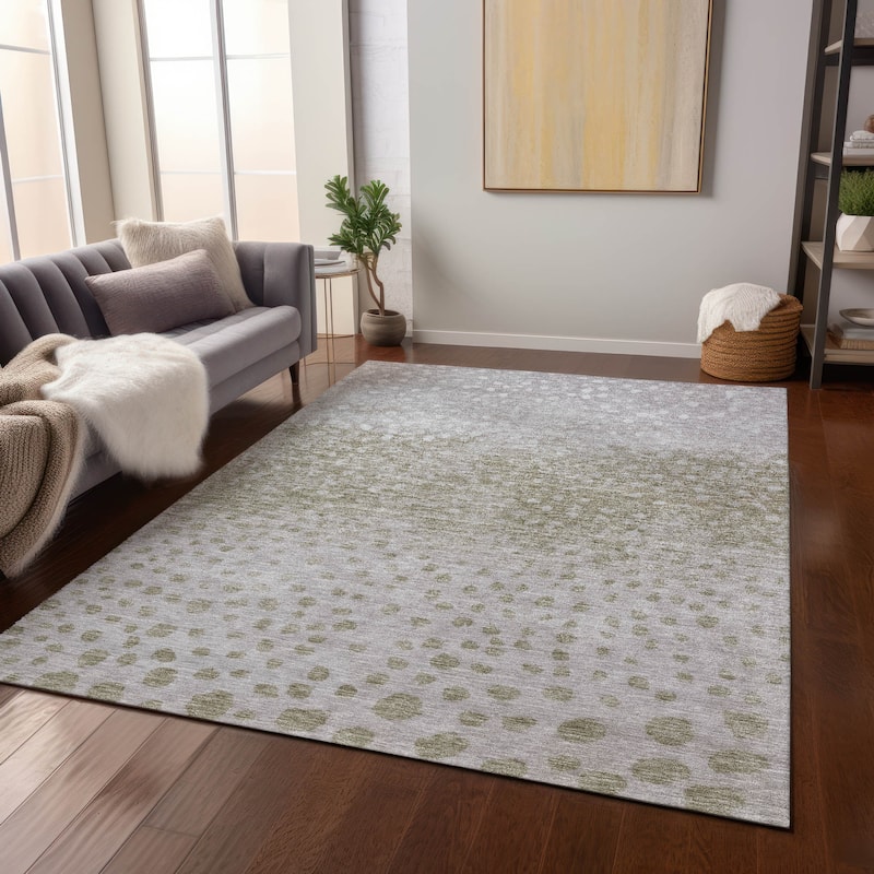 Machine Washable Indoor/ Outdoor Abstract Modern Chantille Rug