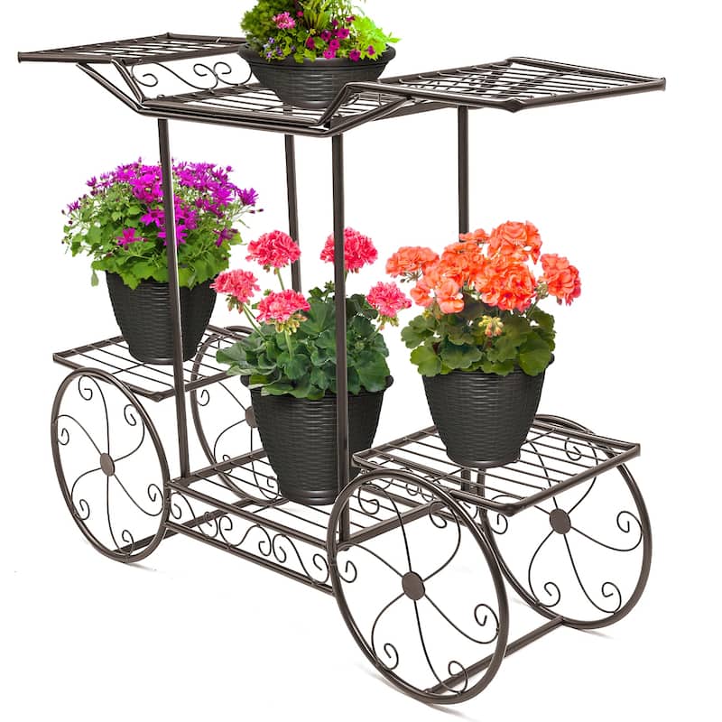 Sorbus® 6-Tier Garden Cart & Plant Holder - Parisian Style for Home, Patio, Garden (Bronze)