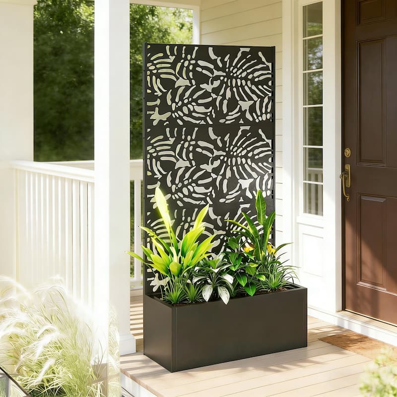 Trellis Screen Planter Box with Drainage for Vegetables, Flowers Vines