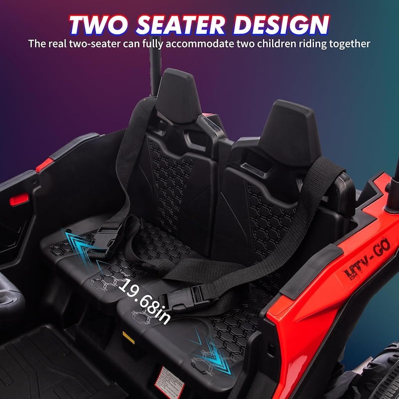 2 Seater Kids Ride on Car Off-Road UTV Toy with Sun Shade, Black