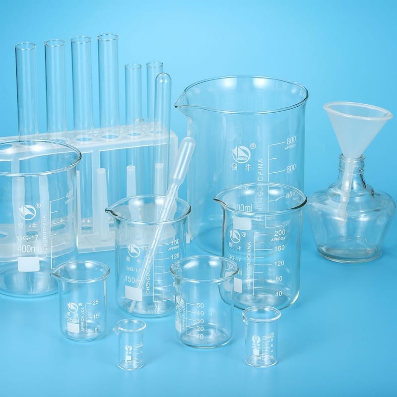 25ml 50ml Low Form Glass Beaker with Brush, 3.3 Glass Graduated Measuring Cups - Transparent