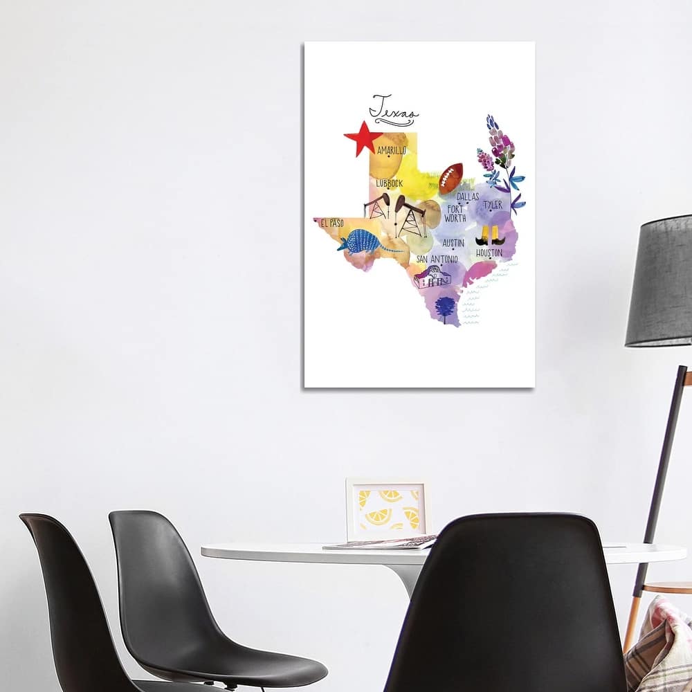 iCanvas "Map Of Texas" by Sara Franklin Canvas Print