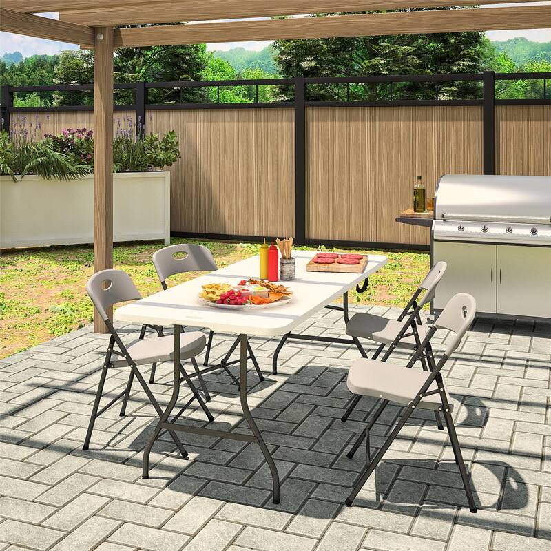 COSCO Solid Resin Plastic Indoor/Outdoor Plastic Folding Chair, 4-Pack