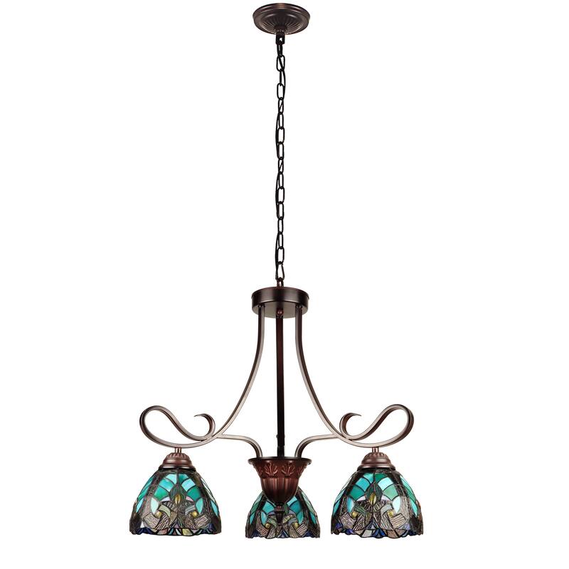 Tiffany Style Victorian Design 3-light Dark Bronze Chandelier - 20 inches high