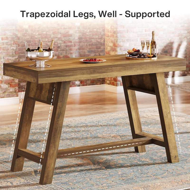 55.1-Inch Bar Table, Rectangular Commercial Bar Unit with Trestle Legs