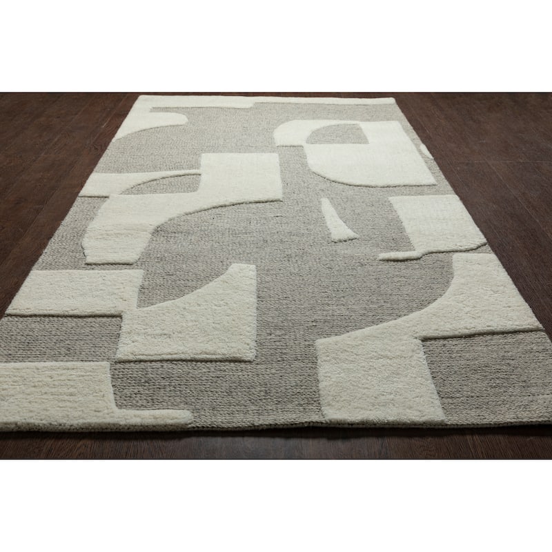 Eva Maverick Ivory and Natural Hand Tufted Wool Area Rug - 6' x 9'