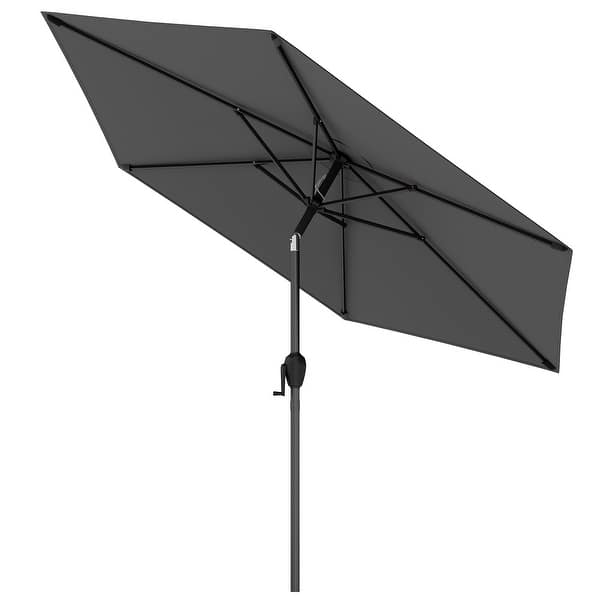 10' patio umbrella with solar lights KOTSICO 10 ft. Outdoor Market Solar Patio Umbrella with Crank, Cross Base  and LED in Navy Blue HJL10LEDXHD