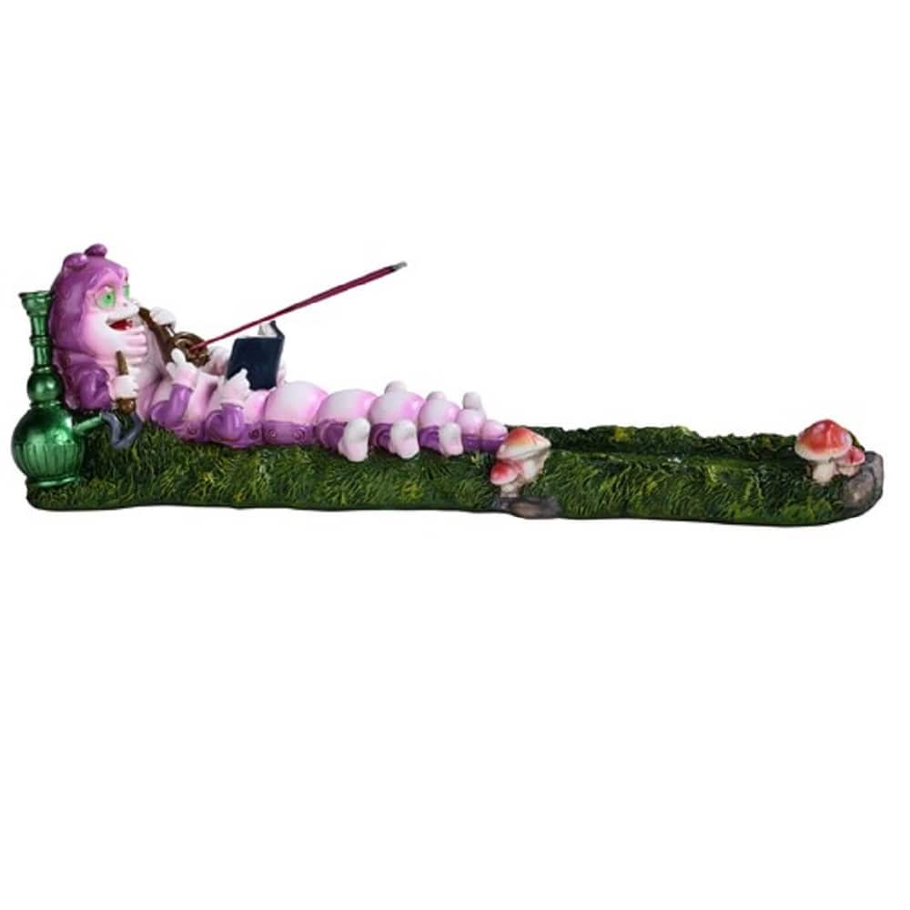 Q-Max 10.5"W Purple Caterpillar Incense Burner Incense Sticks Holder Decoration Figurine