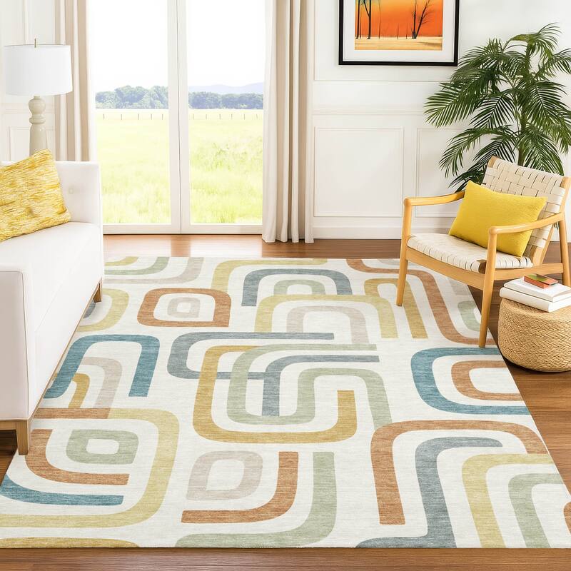 Machine Washable Indoor/ Outdoor Modern Penner Chantille Rug
