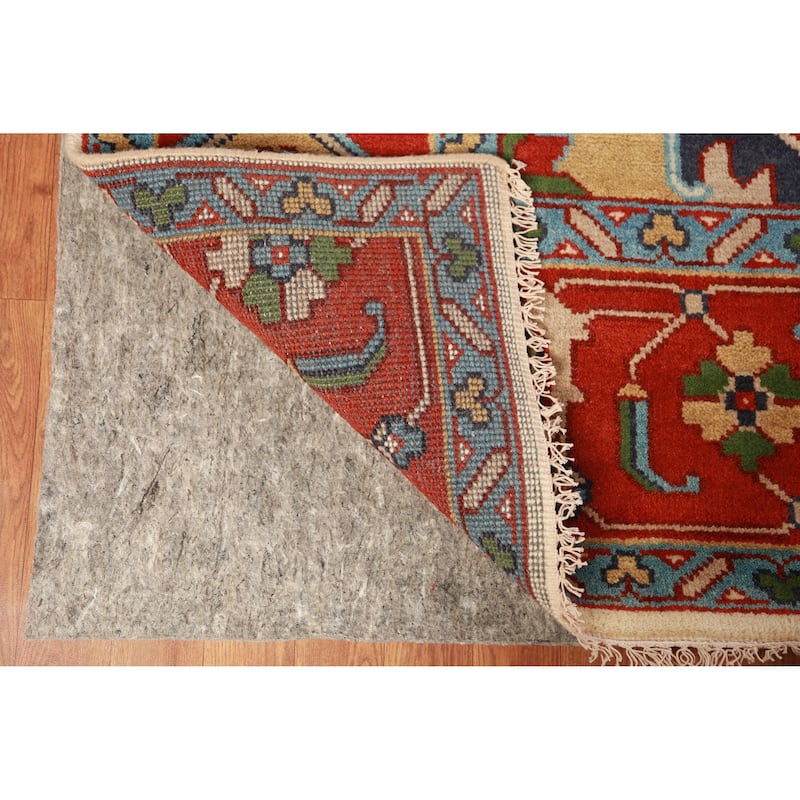 Medallion Heriz Serapi Indian Large Rug Handmade Wool Carpet - 9'11" x 13'10"