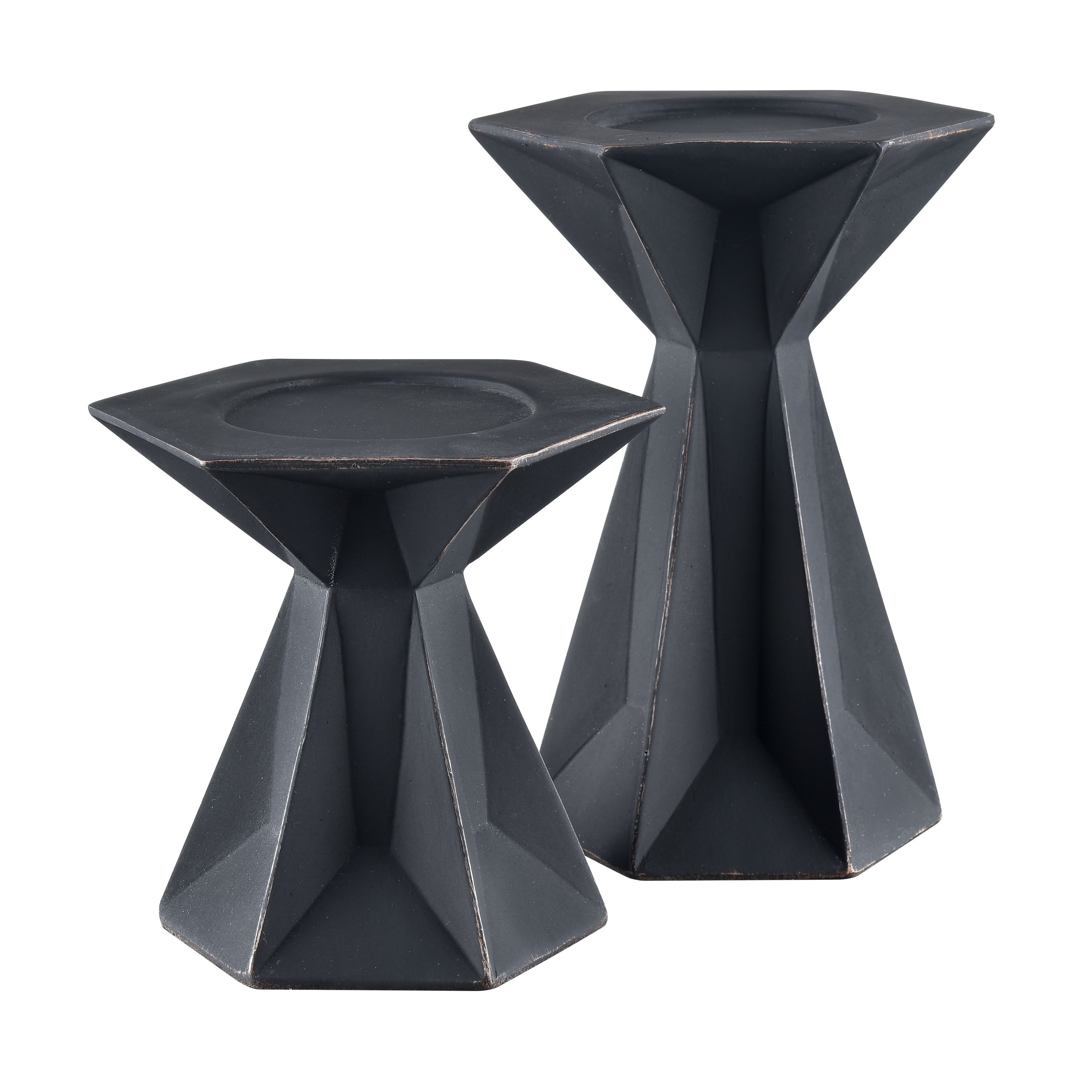 Atlas Harper Black Washed Candleholder - 8.25 inch H
