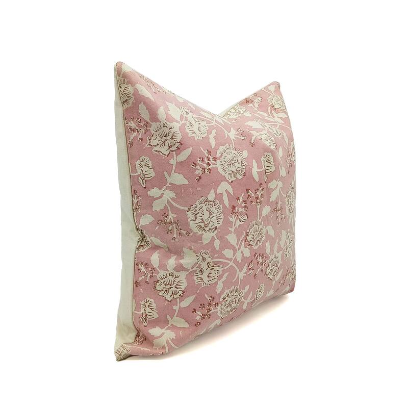Fabdivine Bohemian Floral Green Pillow Cover Handmade Cotton for Fall Décor Block Print Chair Hotel Bedroom, Pink City