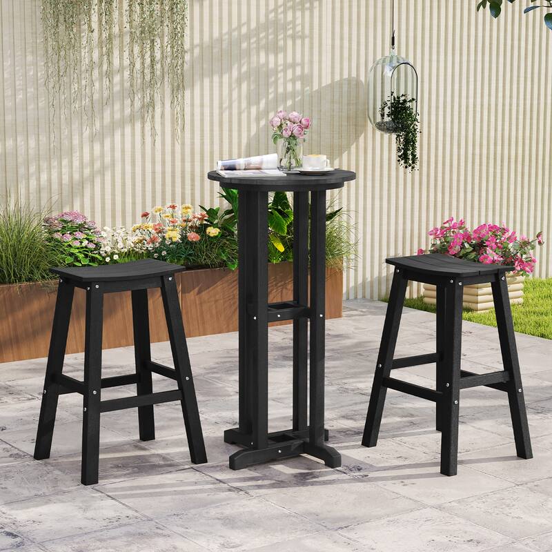 Gymax 29'' Patio Bar Stool Set of 2 w/ Curved Seat & Footrests for