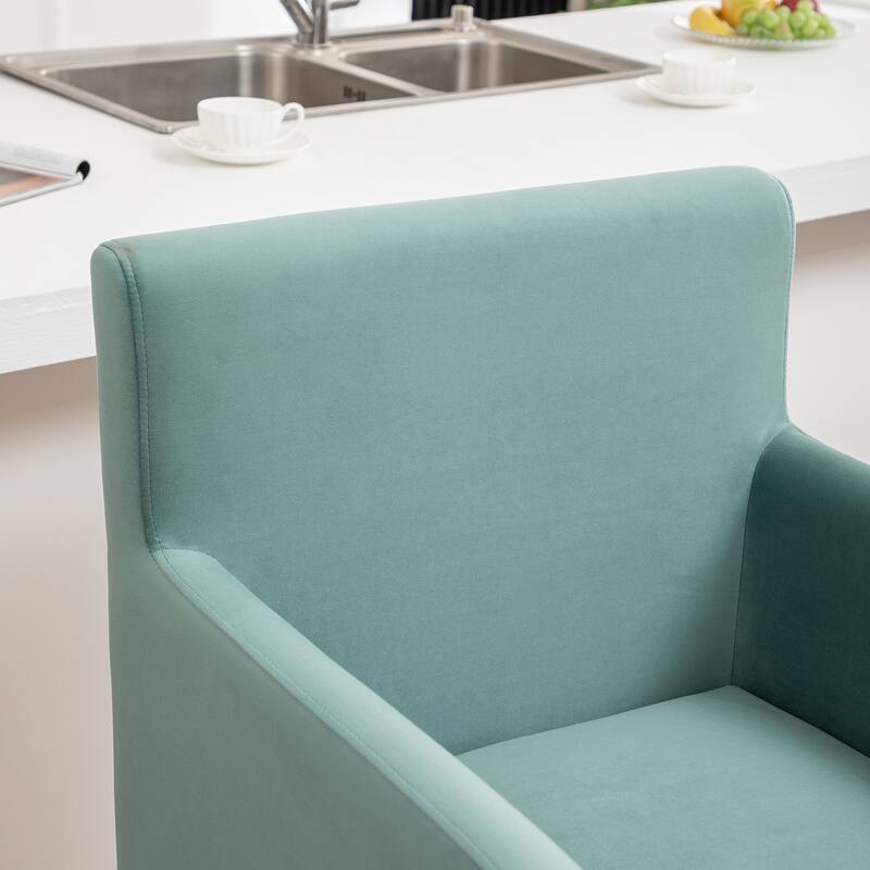 SEYNAR Mid Century Modern Velvet Accent Armrest 27-inch Tall Bar Stool Set of 2 with Metal Frame