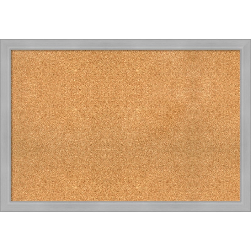 Vista Brushed Nickel Narrow Framed Cork Bulletin Memo Board - 39-Inch x 27-Inch
