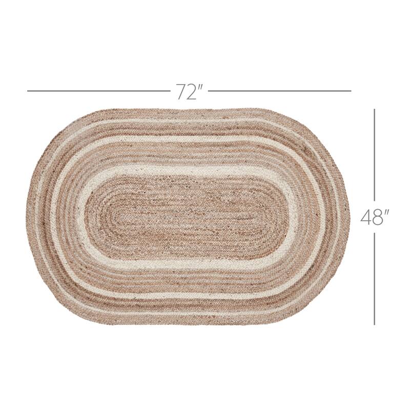 Natural & Creme Jute Rug Oval w/ Pad 48x72 - 3'6"