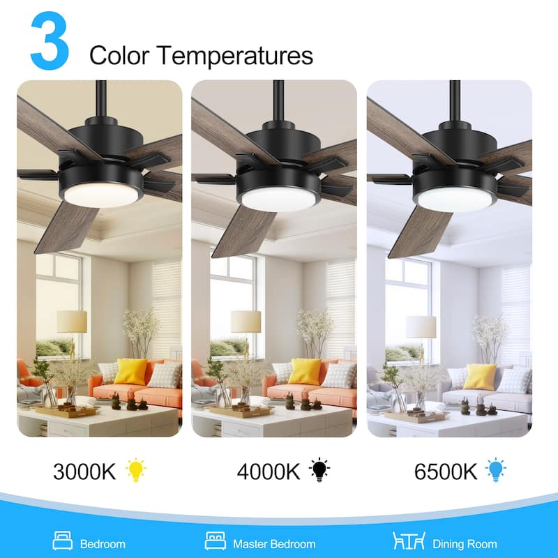 52 inch 5 Blade LED Ceiling Fan with Remote and Light Kit