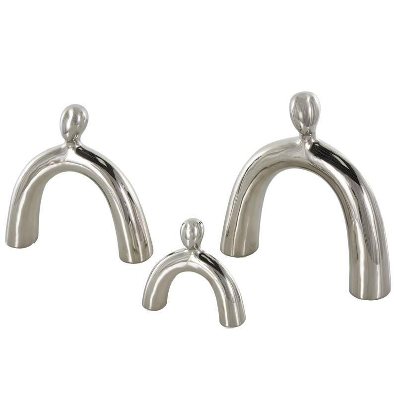 Ceramic Family Abstract Arched Sculpture - Set of 3 Silver or Gold - Roche River Decor - Silver