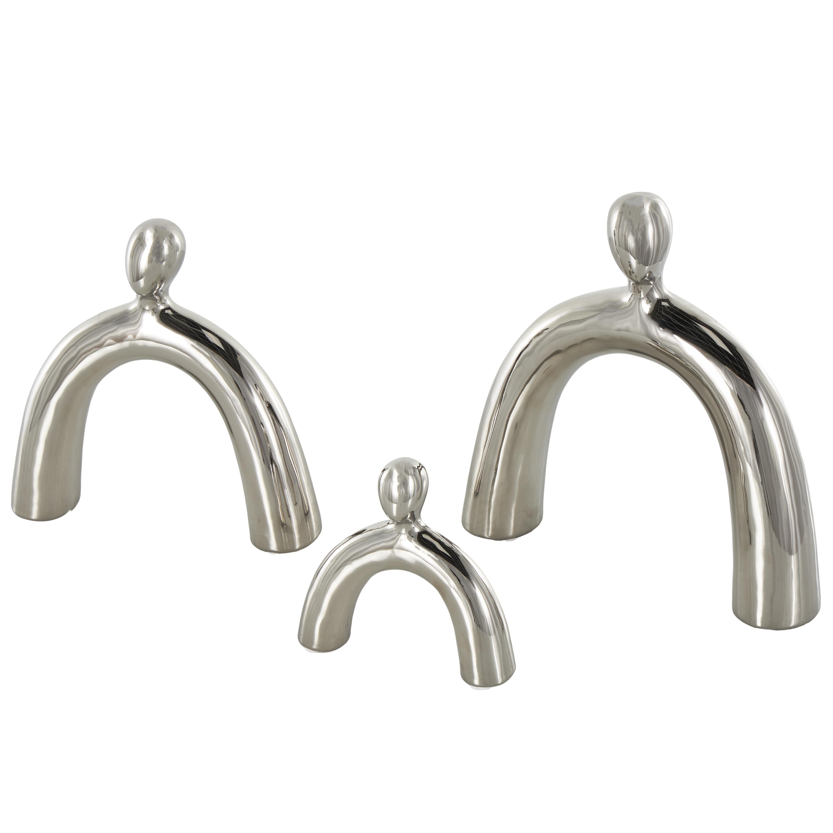 Ceramic Family Abstract Arched Sculpture - Set of 3 Silver or Gold - Roche River Decor