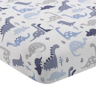 Bedtime Originals Roar Blue/Gray/White Dinosaur Baby Fitted Crib Sheet