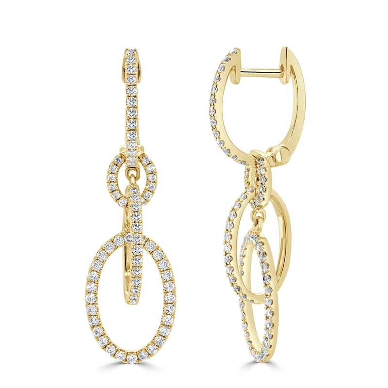Joelle Collection Diamond Link Drop Earrings 14K Gold - Yellow