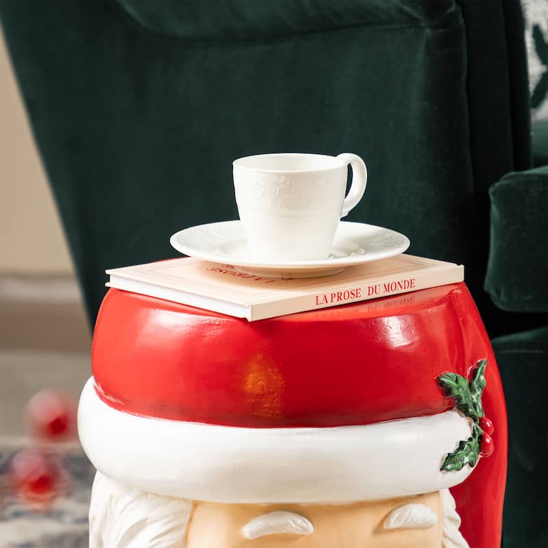 Glitzhome Christmas MGO Santa Snowman Home Stools or Accent Side Table