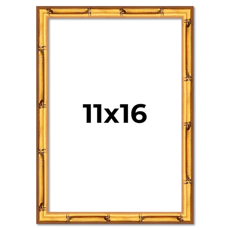 11x16 Frame Gold Bamboo Solid Wood Picture Frame | 1 Inch Moulding