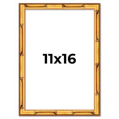 11x16 Frame Gold Bamboo Solid Wood Picture Frame | 1 Inch Moulding